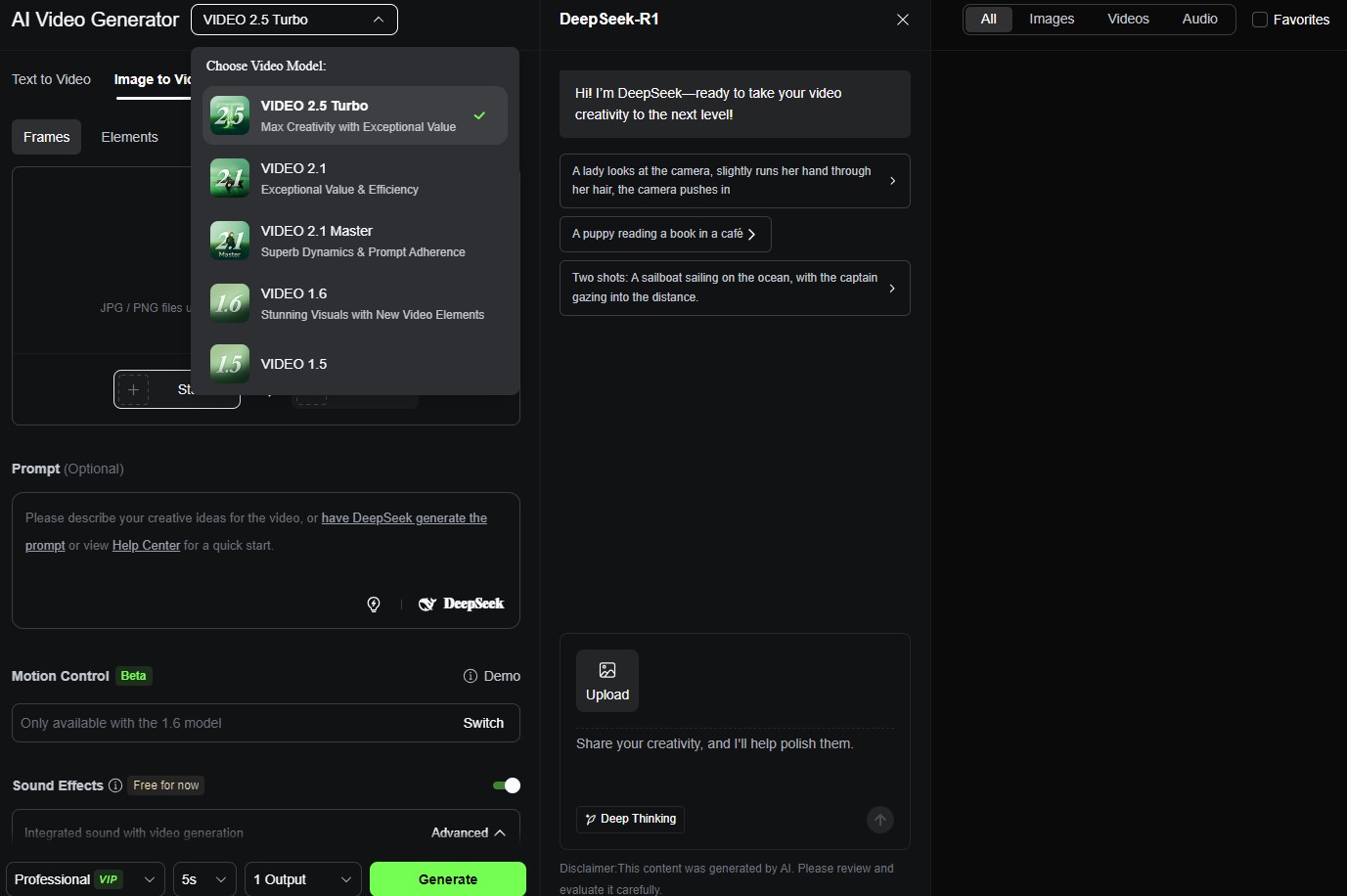 tinh năng tạo video với nhìu mô hinh tiên tiến