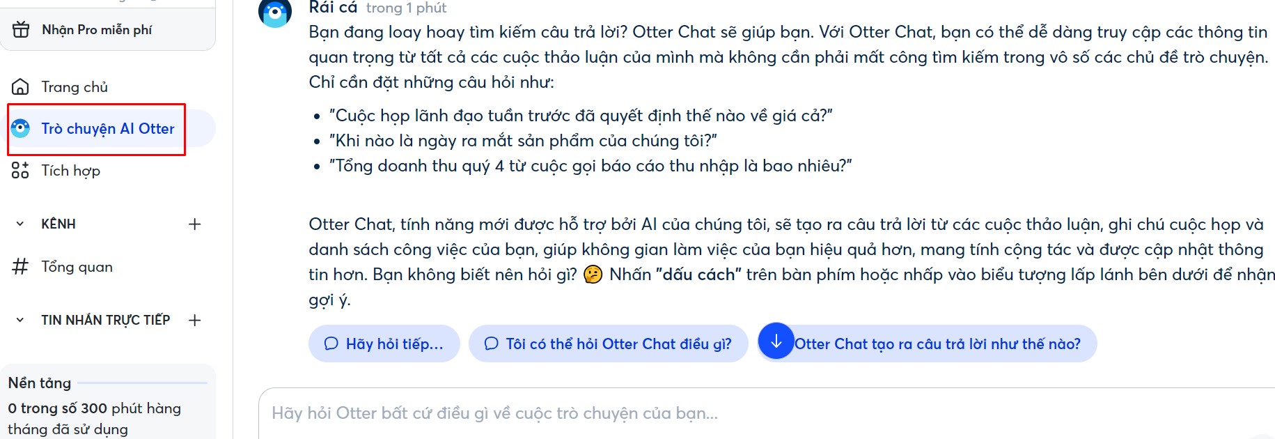 Otter AI 12 Chat tro chuyen voi AI Otter