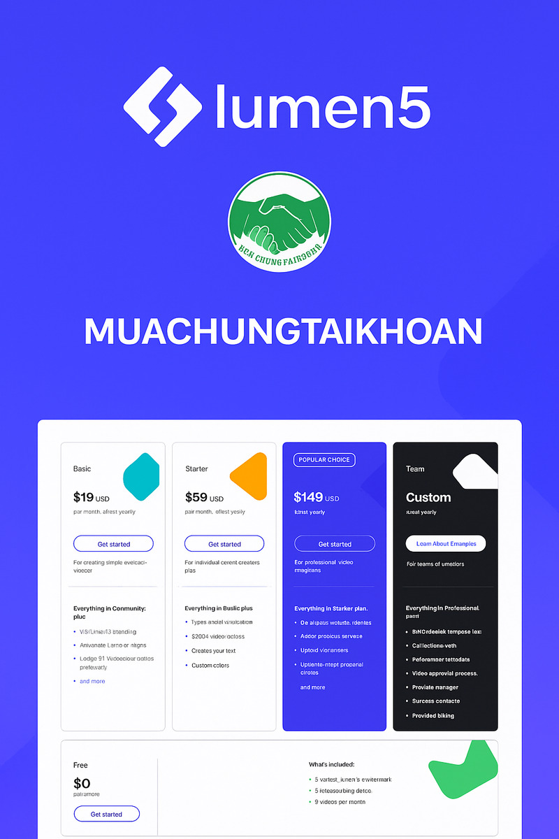 Mua Chung Lumen5 4 Mua chung tài khoản Lumen5 giá rẻ vn MCTK