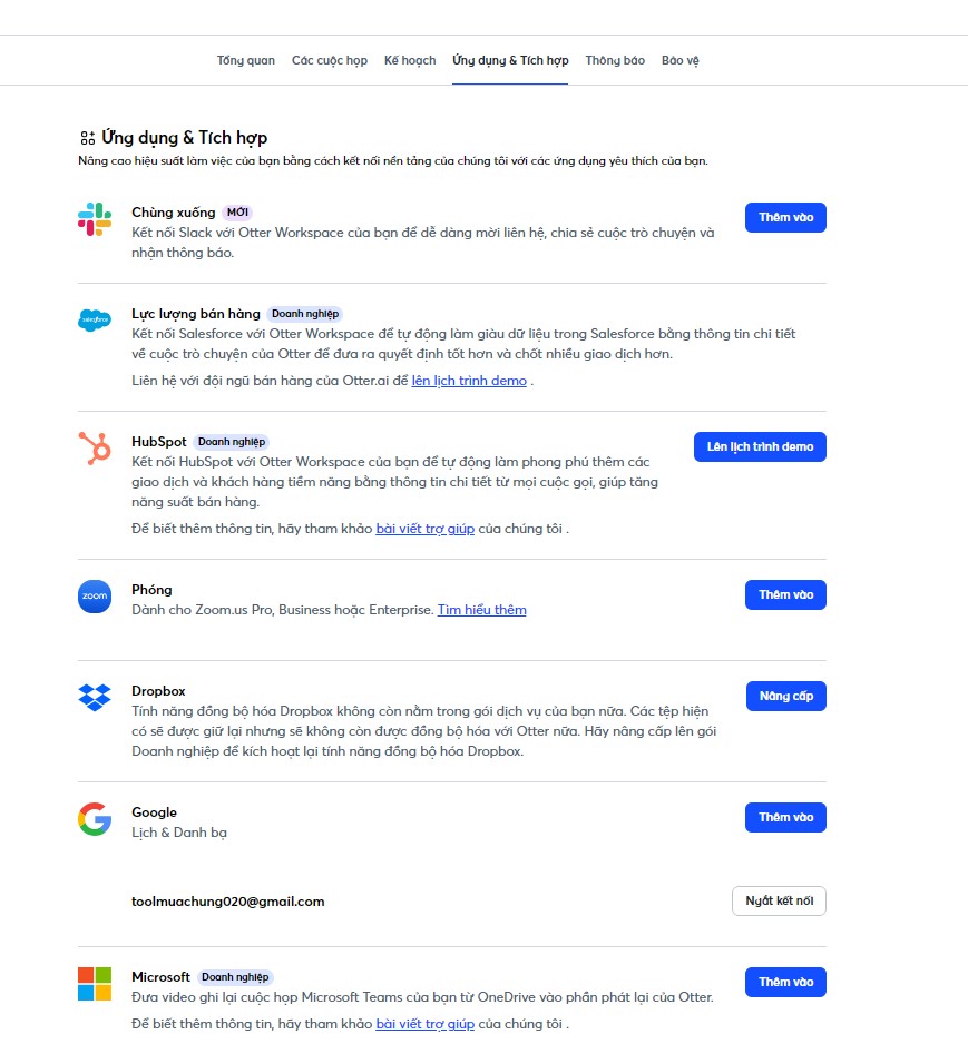 Otter AI 11 tich hop ung dung ben thu 3 don gian voi Chat tro chuyen voi Otter