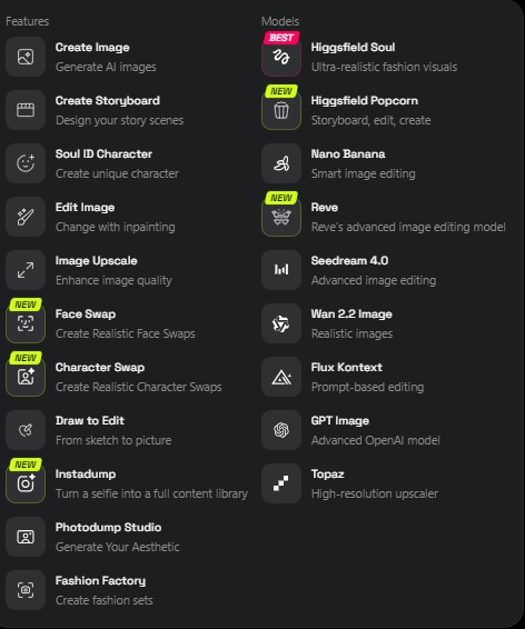 tính năng nổi bật của higgfield ai