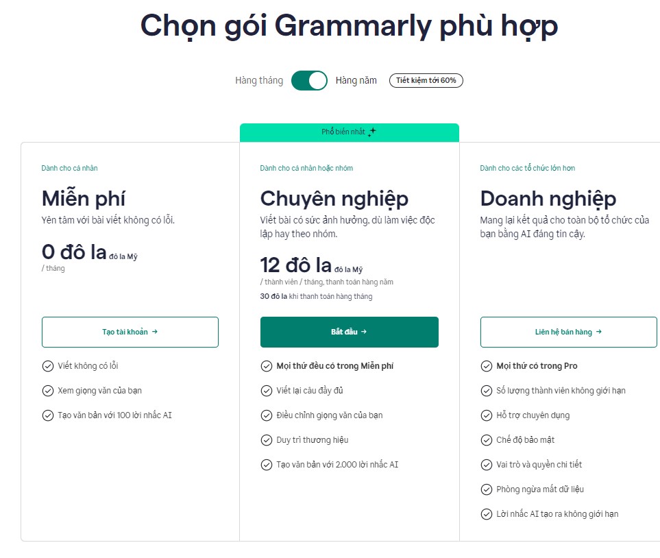 Tài khoản Grammarly
